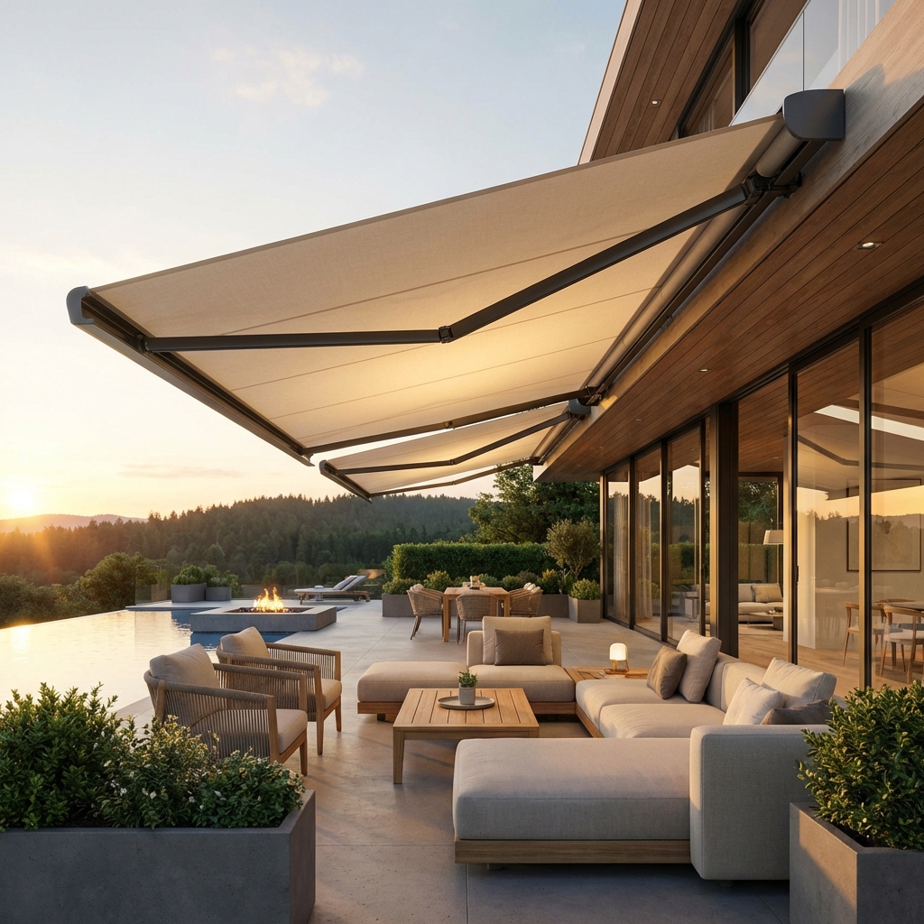Moderne Markise auf Terrasse
